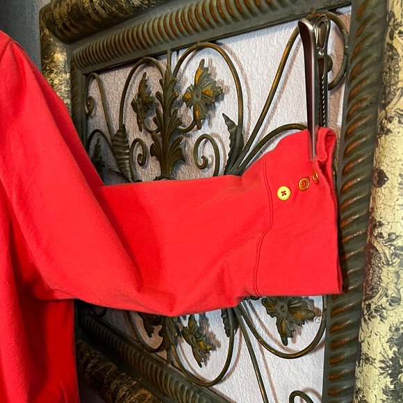 #19 D & Co. Dress- Vibrant Red Knit with Gold Buttoned Sleeve Sz 1X - Picture 2 of 11